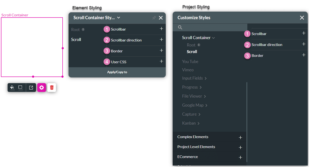 Scroll styling options
