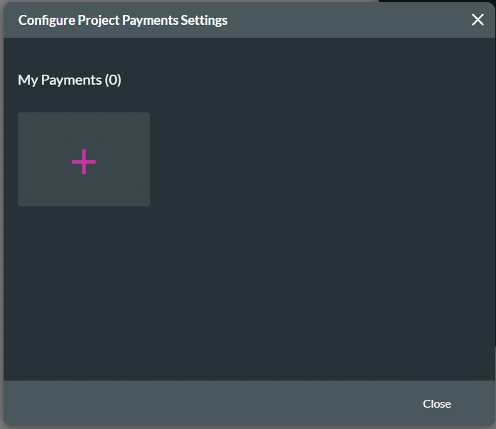 Configure Project Payment Settings screen