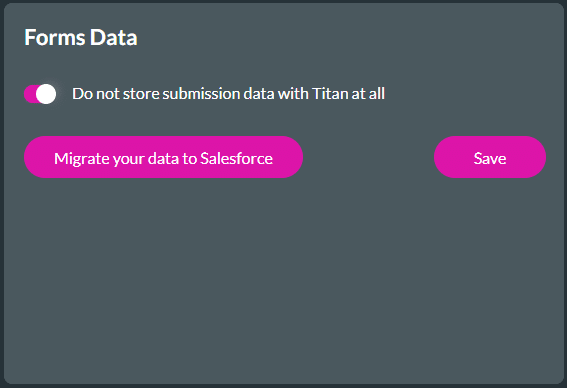 Do not store submission data with Titan at all option