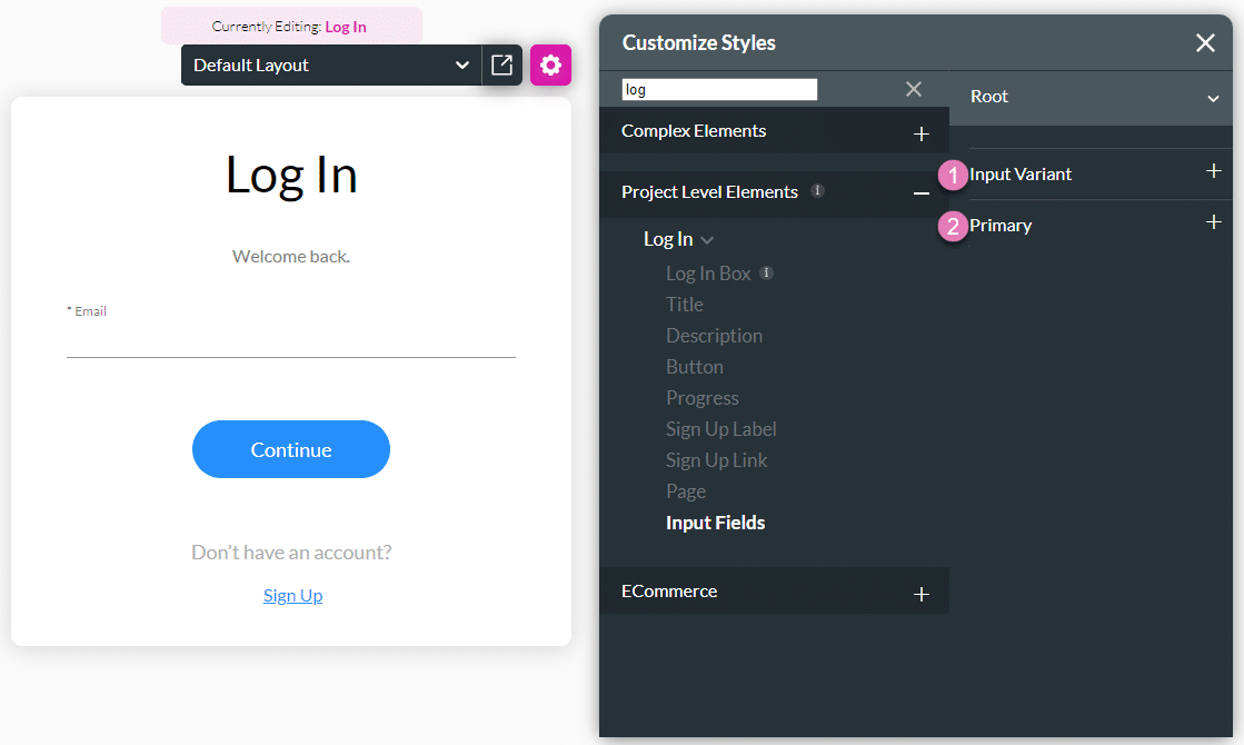 Input Fields option