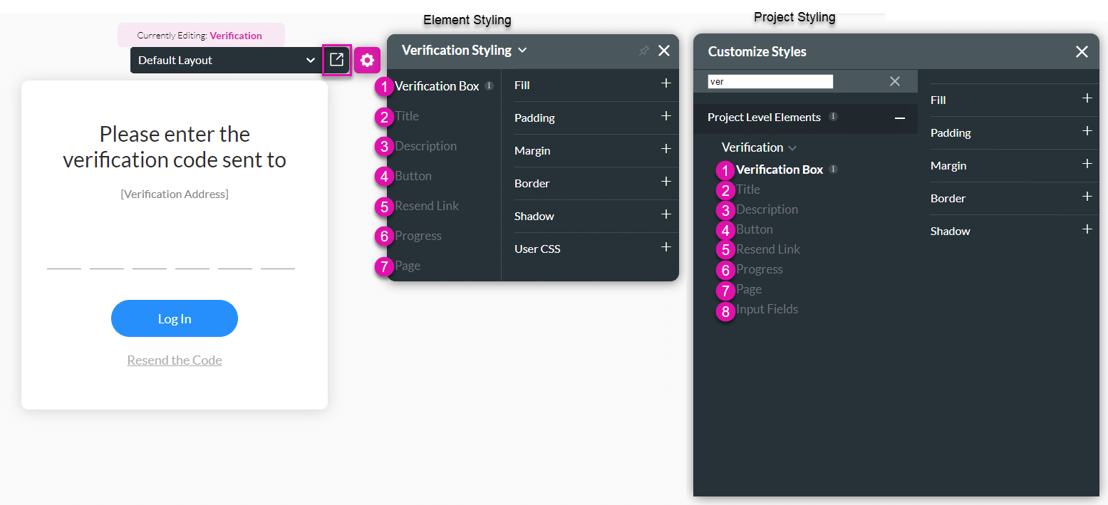 Verification styling