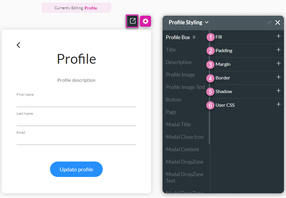 Profile Box styling