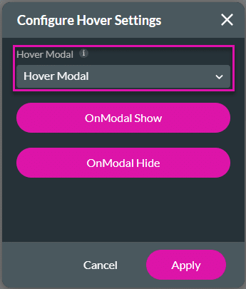 Configure Hover Settings screen