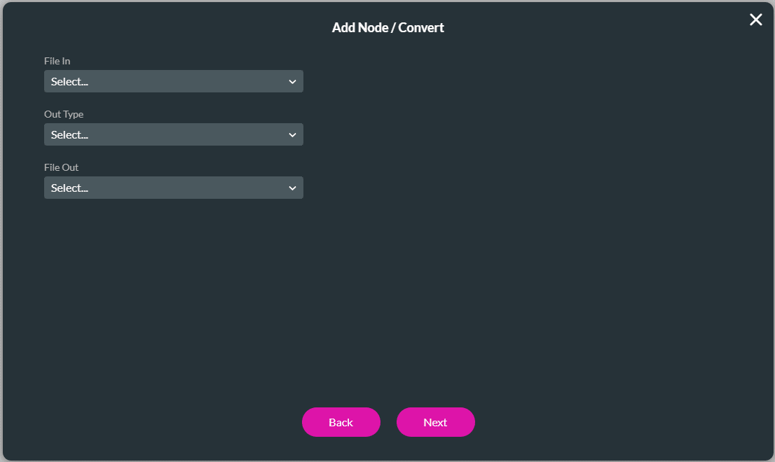Add Node/Convert screen