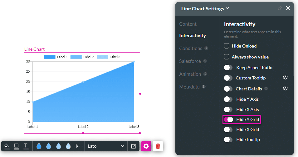 Hide Y Grid toggle switch enabled