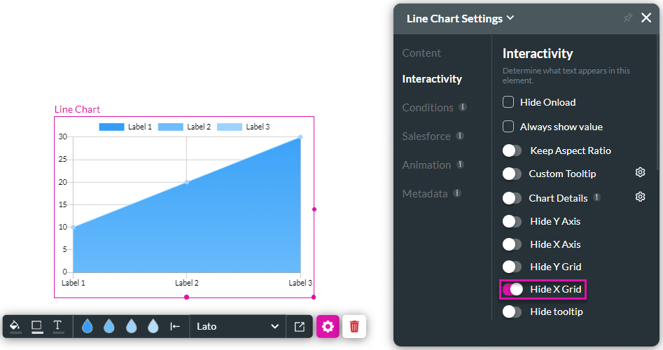 Hide X Grid toggle switch enabled