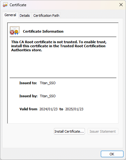 Generated certificate
