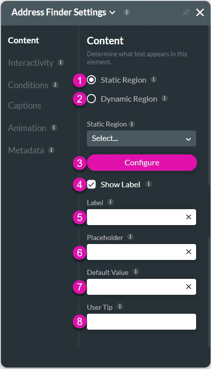 Content settings screen