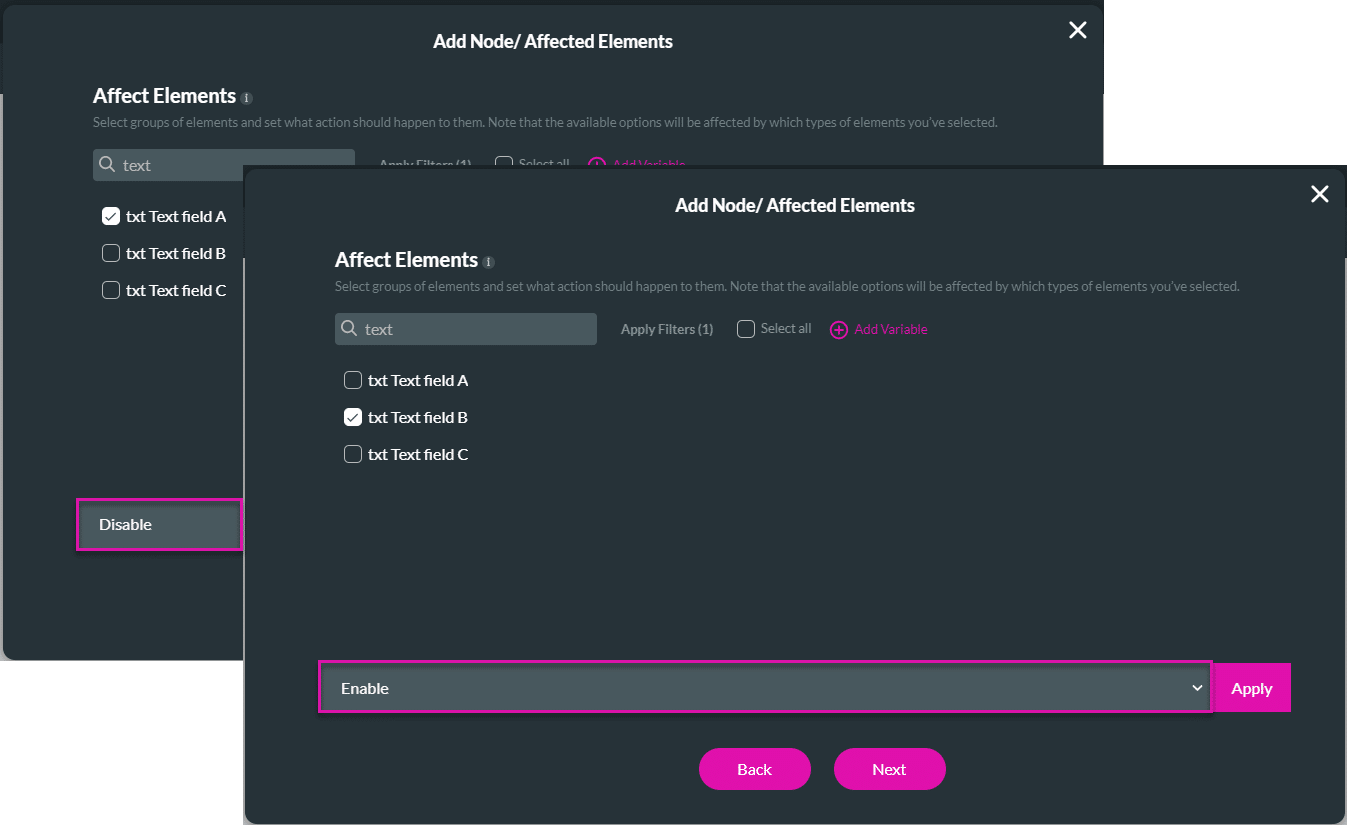 Disabled and Enabled options