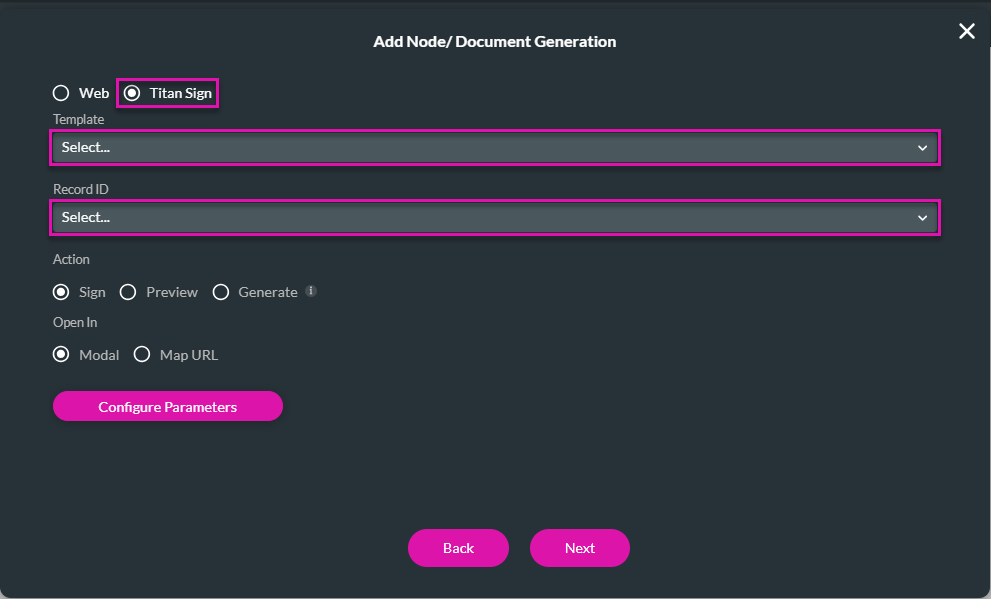 Add Node/Document Generation > Sign