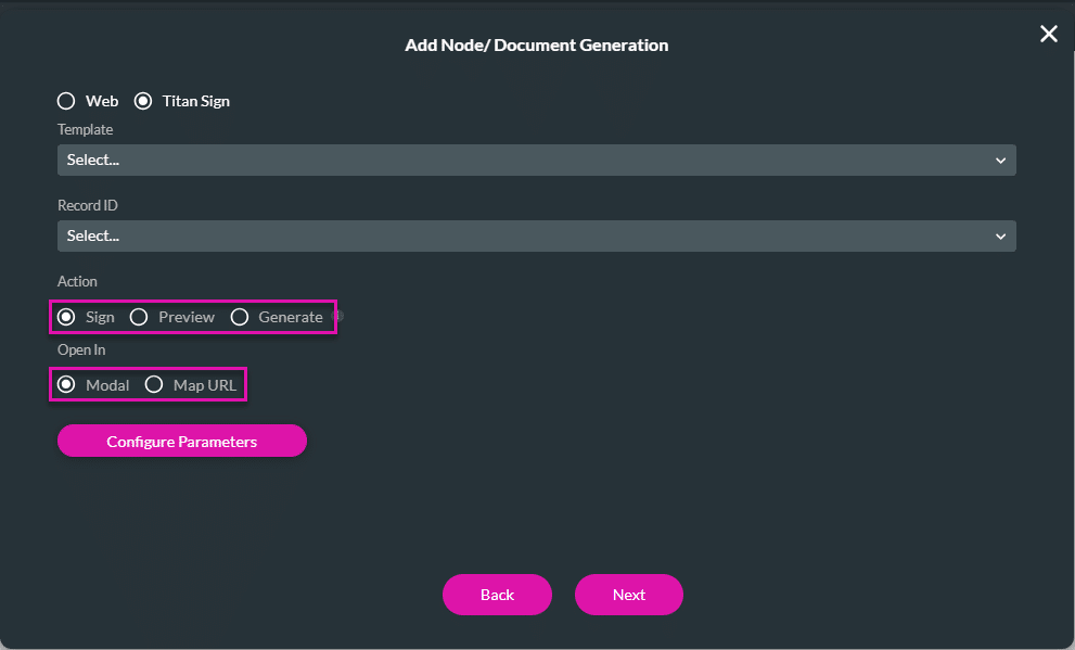 Add Node/Document Generation > Sign