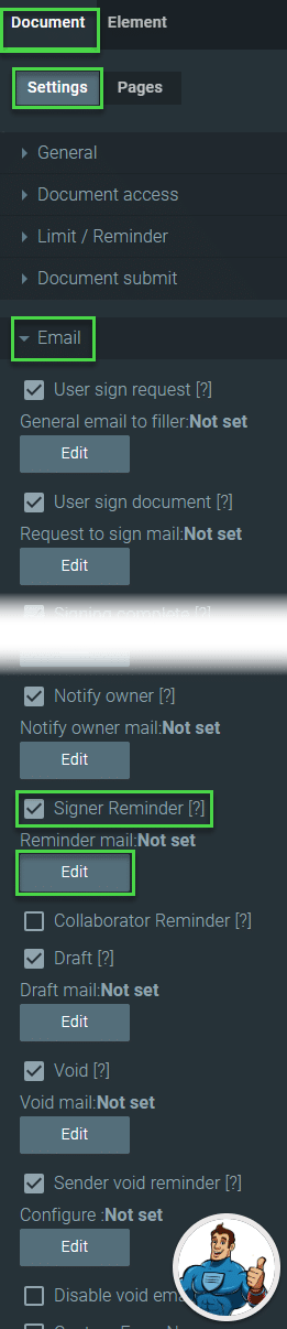 Signer reminder