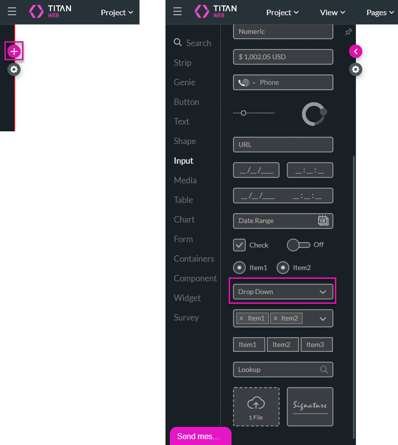 Drop-down element