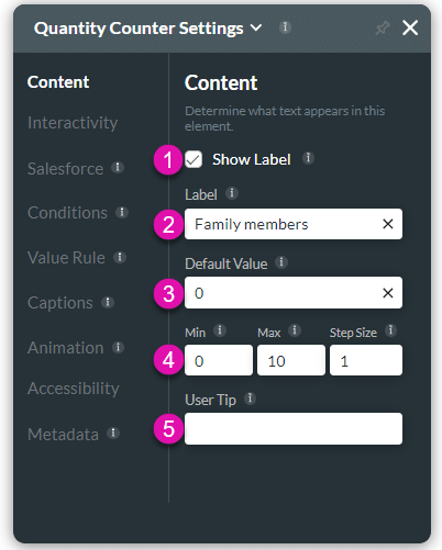 Content settings screen