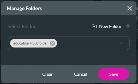 Manage Folder screen