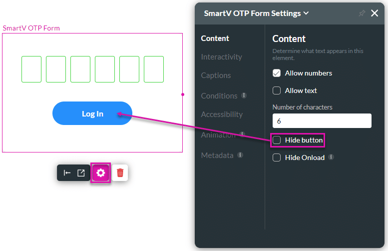 SmartV OTP Form Settings