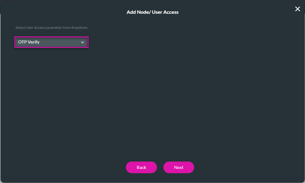 Add Node/User Access screen