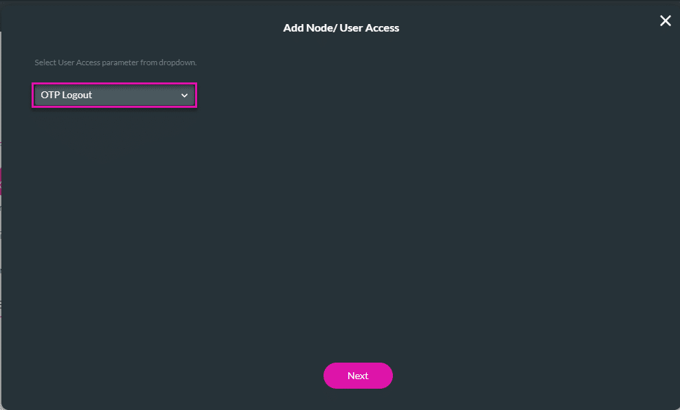 Add Node/User Access screen