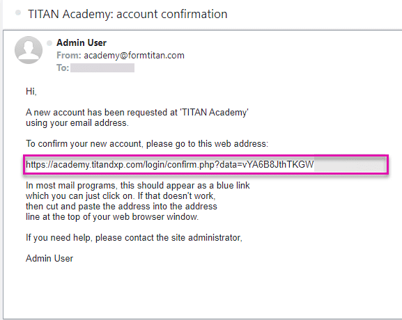 Account confirmation email