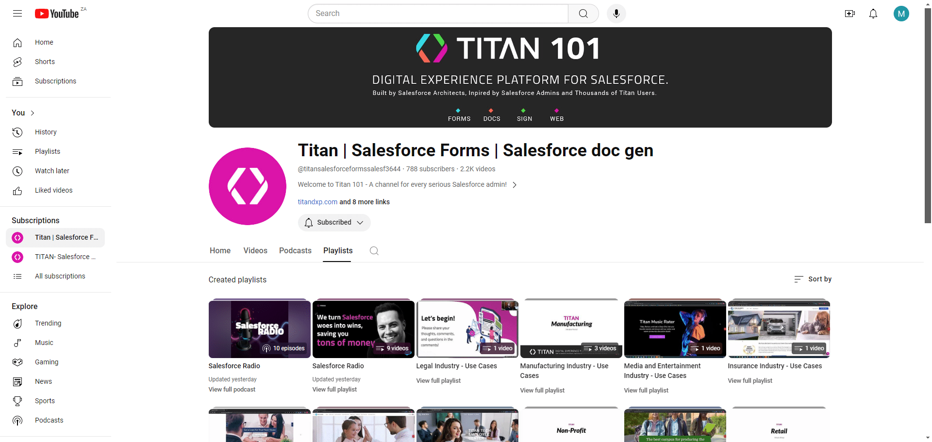 Titan's YouTube channel