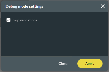 Debug mode settings