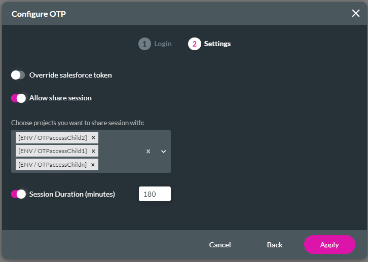 Configure OTP screen