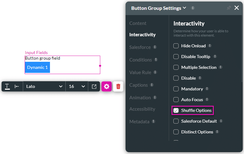 Shuffle Options checkbox enabled