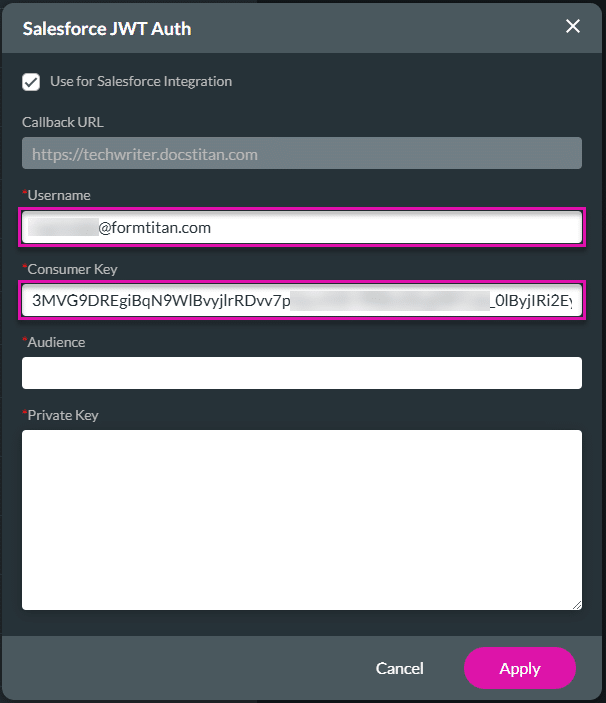 Salesforce JWT Auth screen