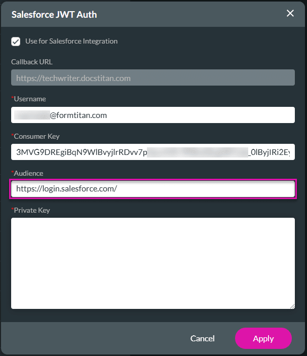 Salesforce JWT Auth screen