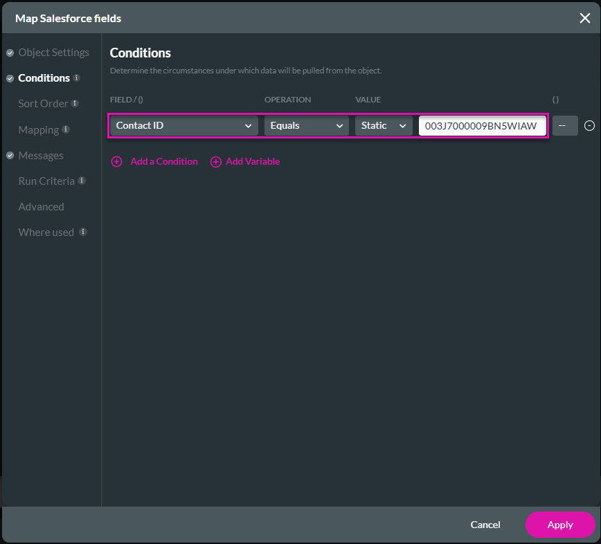 Map Salesforce fields