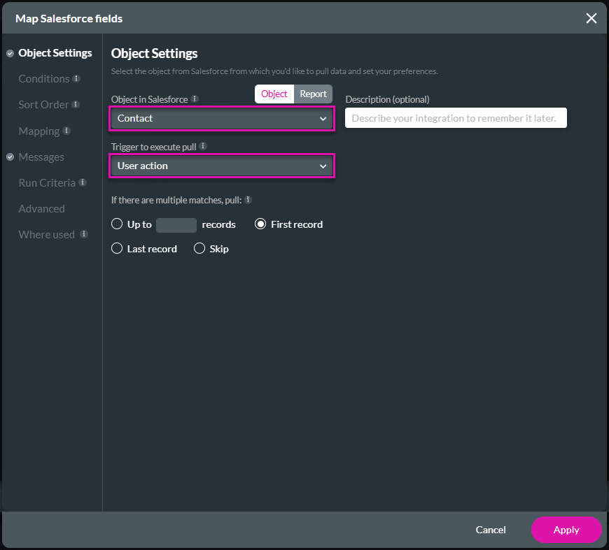 Map Salesforce fields