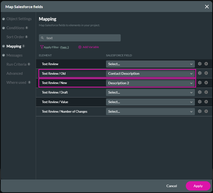 Map Salesforce fields