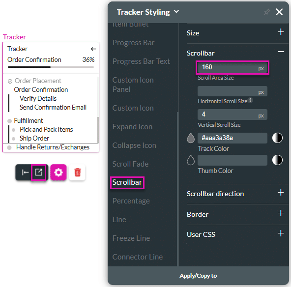 Tracker Styling screen