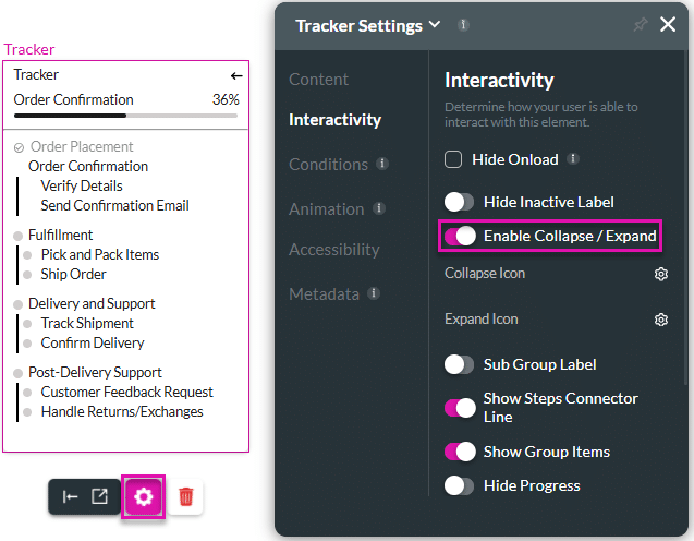 Enable Collapse/Expand toggle switch enabled