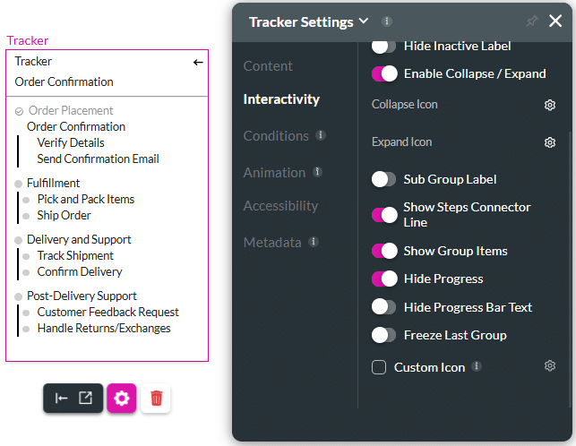 Hide Progress toggle switch enabled