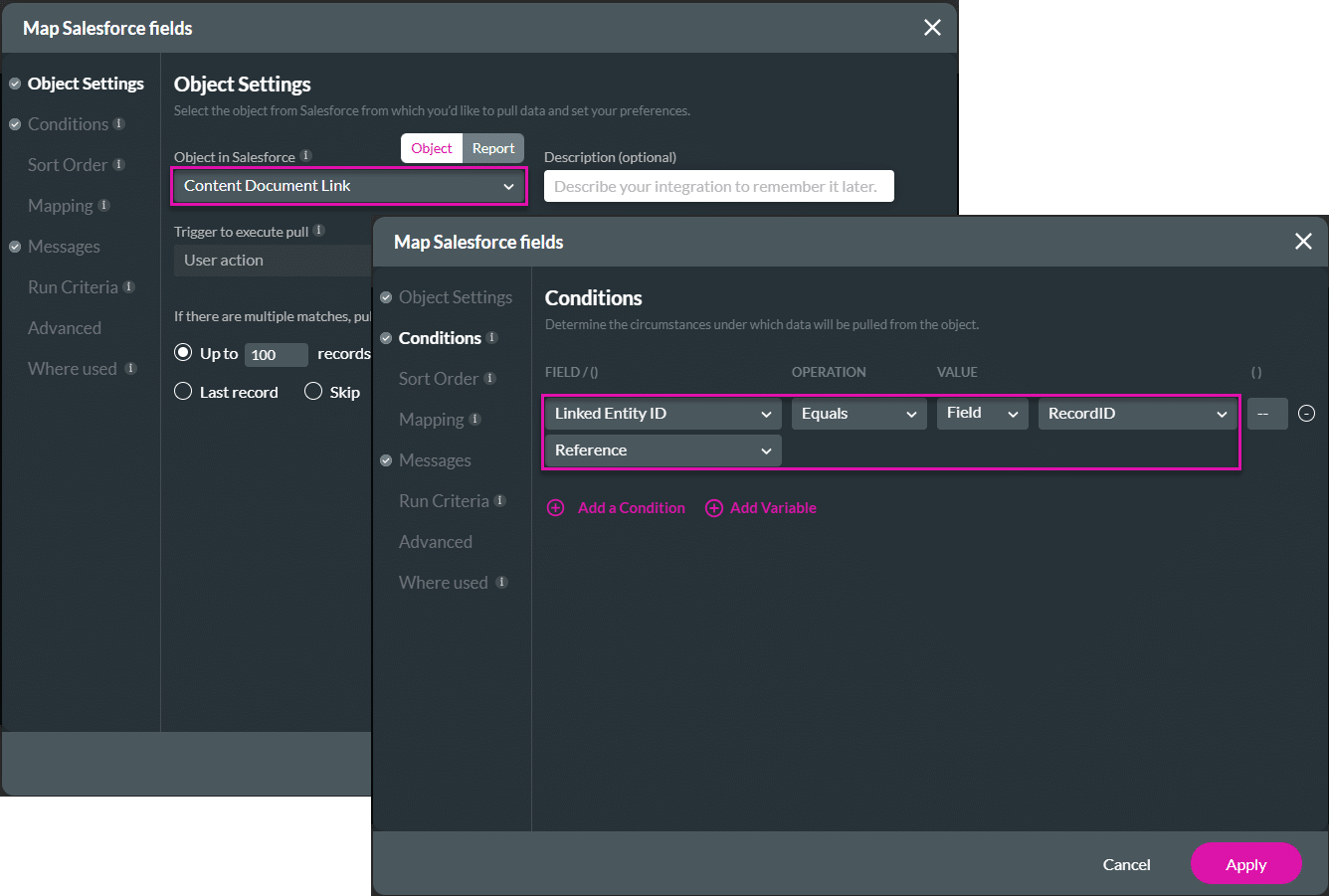 Salesforce Get Action node
