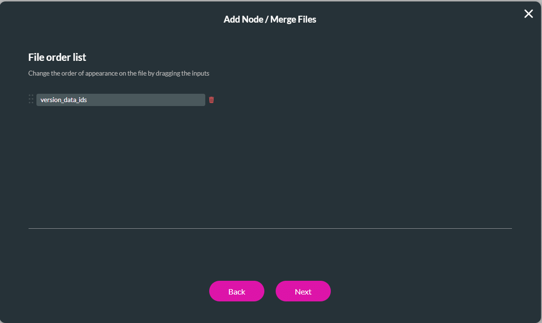 Add Node/Merge Files screen