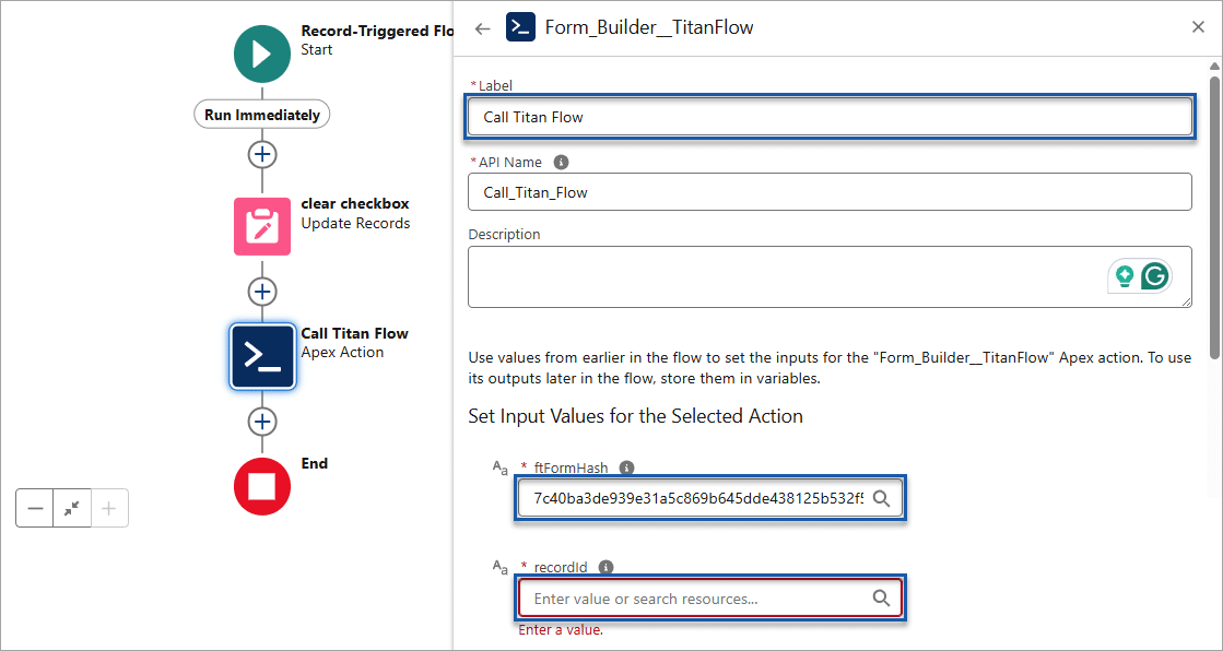 Form Builder TitanFlow screen