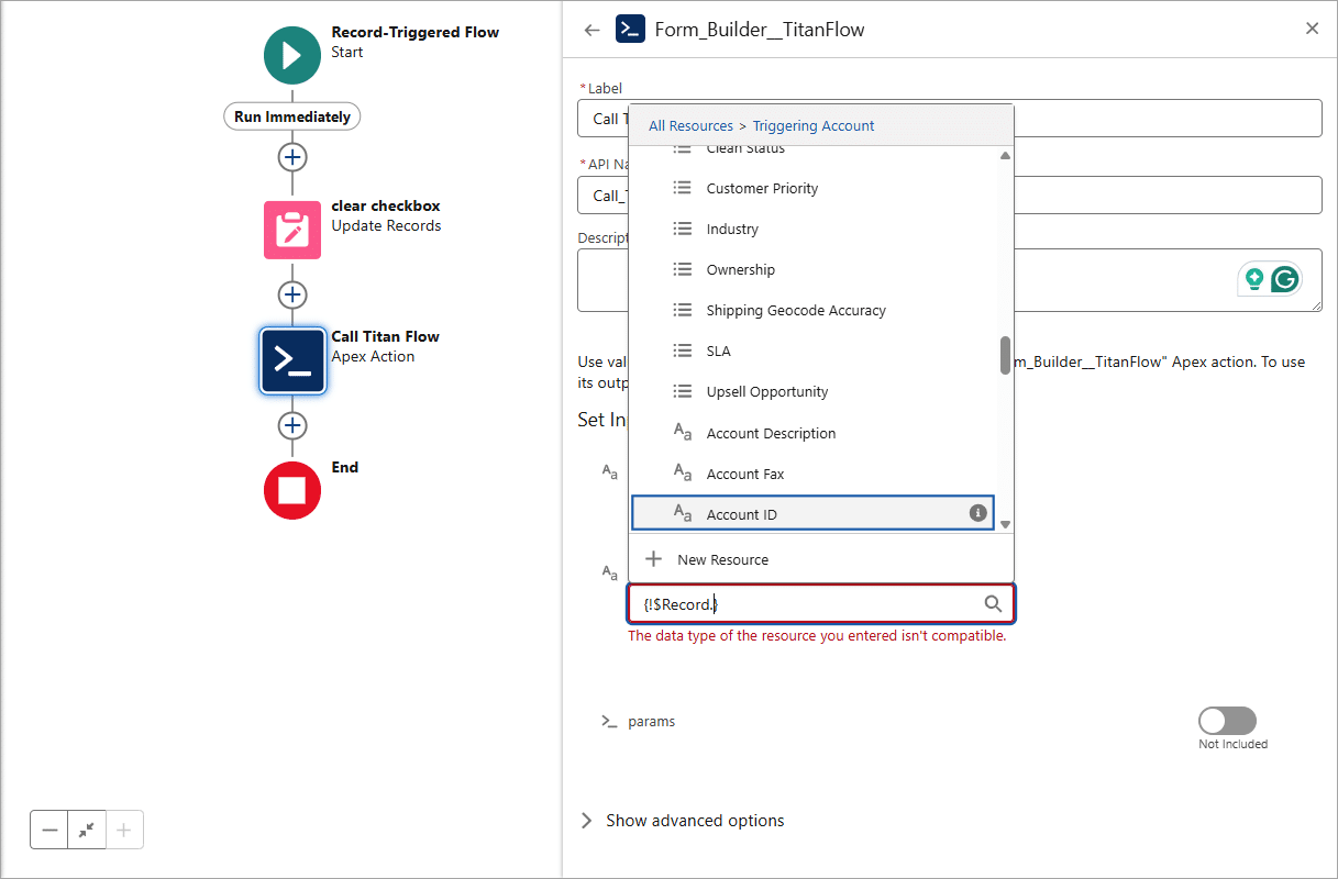Form Builder TitanFlow screen