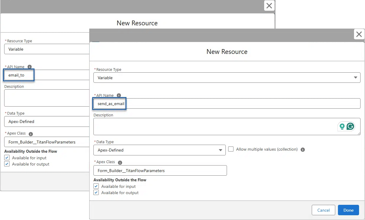 New Resource screen