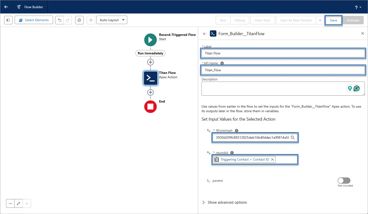 Form Builder TitanFlow screen