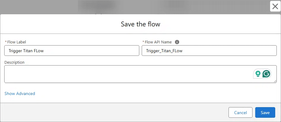 Save the flow screen