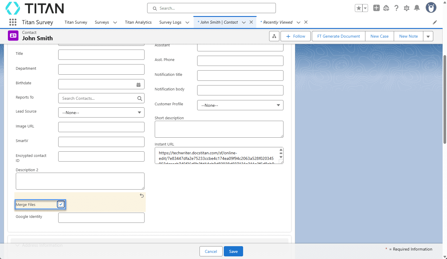 Merge Files custom checkbox