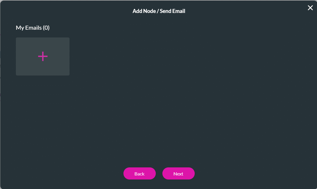 Add Node/Send Email screen