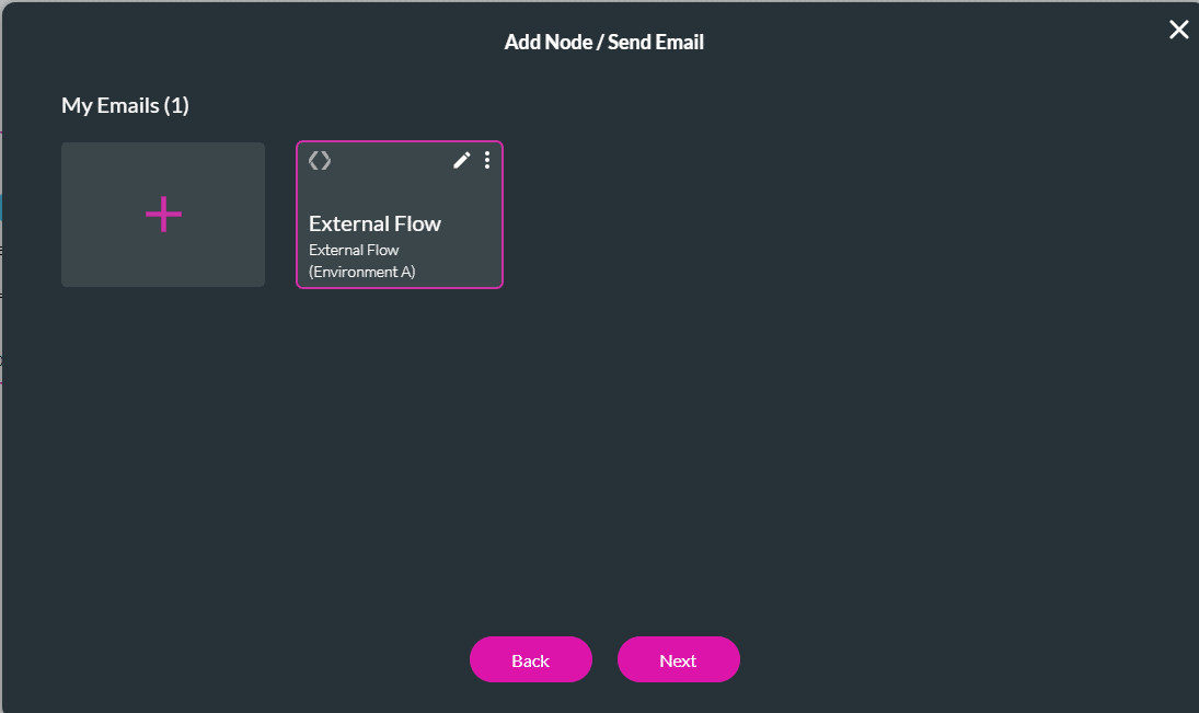 Add Node/Send Email screen