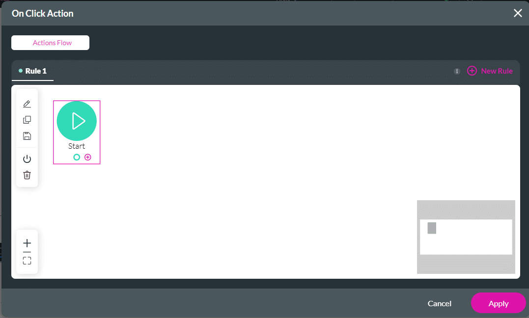 On Click Action screen