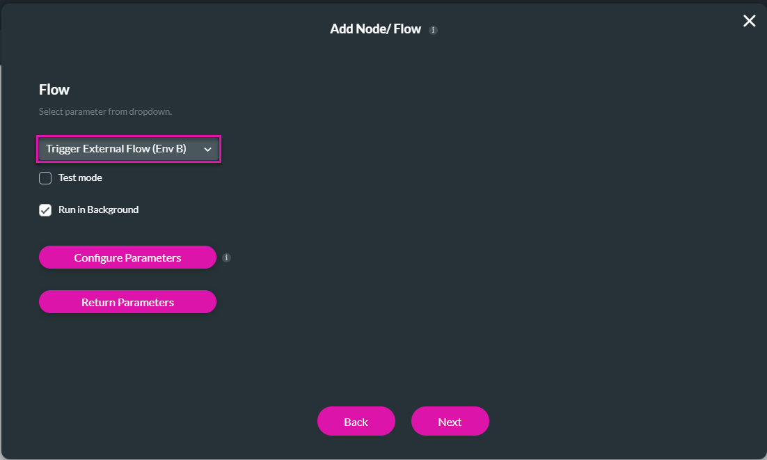 Add Node/Flow screen