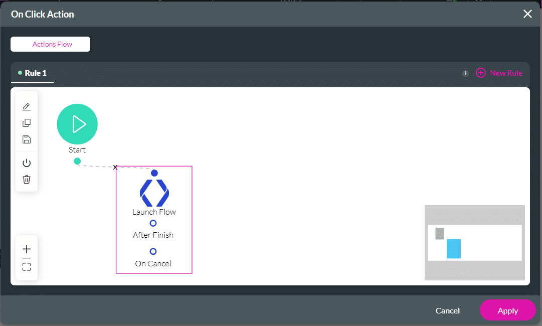 On Click Action screen