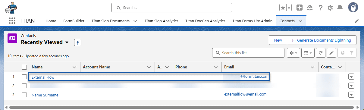 New Contact in Salesforce