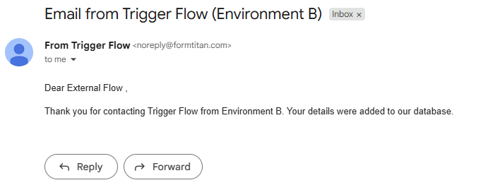Email from Trigger Flow (Environment B)